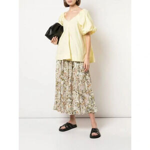 Co Collections Floral Jacquard Midi Flare Skirt Garden Print